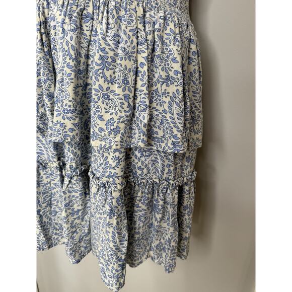 Patrons Of Peace Women Dress M Blue Paisley Tiered Midi Peasant Boho Cottagecore - Picture 4 of 16